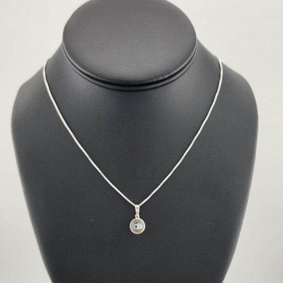 Sterling Silver 925 Evil Eye Pendant – Clear Charm Necklace for Protection - Picture 1 of 11